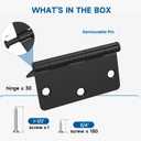 HOSOM 30 Pack Matte Black Door Hinge 3.5 x 3.5 inch with 1/4 Radius, Black 3 1/2 Interior Door Hinges, 3 ½"x 3 ½" Hardware,Fit Bedroom,Standard Door