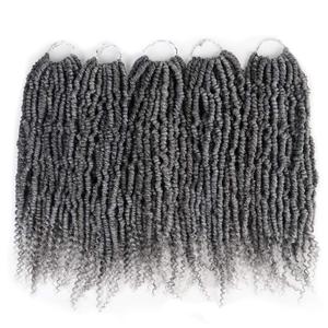 14Inch Spring Twist Crochet Hair 5pcs Synthetic Crochet Hair Bomb Twist Curly Ends Passion Twist Hair Pre Looped Synthetic Crochet Hair Extensions for Black Women (5Pack, 1B/Grey)