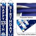 Blue Silver 13th Birthday Door Banner Decorations, Happy 13 Birthday Party Porch Banner for Boys, Sweet 13 Year Old Birthday Party Supplies