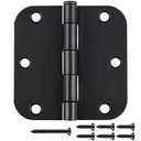 30 Pack Matte Black Interior Door Hinges Round 3.5" x 3.5 Inch 5/8"Radius Heavy-Duty Mat Hinge for Doors Standard Bedroom Work Office Door Hardware Removable Pin,Farm,Shed,Gate,Greenhouse Vent Window