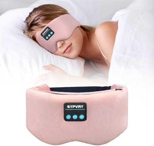 Bluetooth Sleep Mask Wireless Headphones Bluetooth Eye Mask for Side Sleepers SYPVRY Blackout Eye Mask with Headphones Speaker for Airplane,Travel, Pink