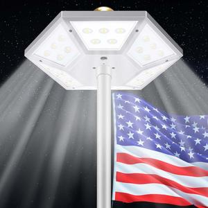 Flag Pole Light Solar Powered Top Mount, 2000Lumen IP67 Waterproof Solar Light for Flagpole, Light Up Flag Outdoor Dusk to Dawn for 18+ Hours with Twice Coverage Than Downward Lighting
