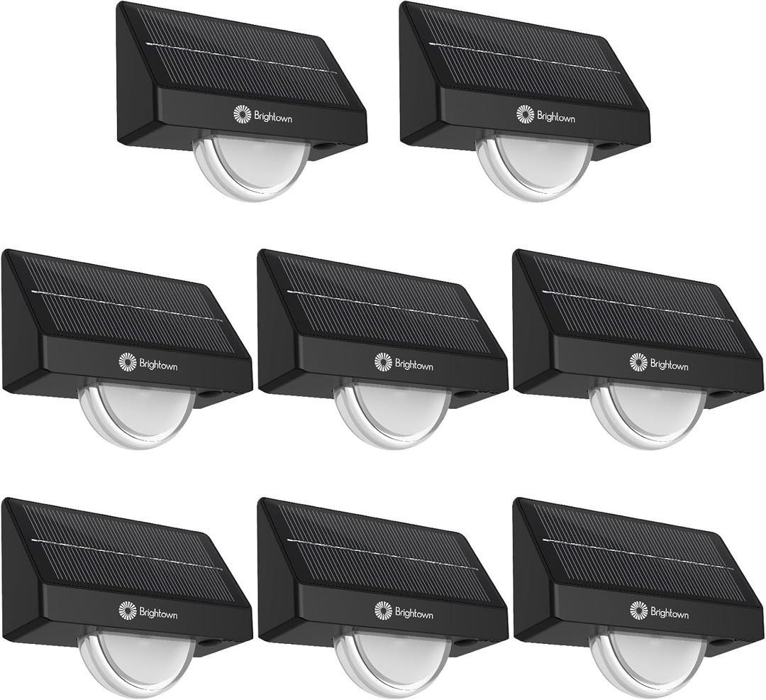 8 PCS Brightown Solar Stair Lights Outdoor, Solar Step Lights Outdoor Waterproof IP68, Multiple Color Modes Outdoor Step Light for Garden Stair, Front Step, Front Porch, Deck, Sidewalk and Pool (Black)