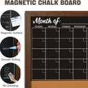 4 THOUGHT Chalkboard Calendar Corkboard Combo, 24" x 36" Large Bulletin Board Magnetic Calendar Chalkboard for Wall Combination Board Monthly Planner Rustic Brown Frame 4 Markers 8 Magnets 10 Pushpins