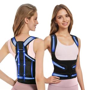 Posture Corrector for Women & Men,2-in-1 Back Brace with Shoulder Support, Adjustable Full Back Straightener for Upper & Lower Back Pain Relief, Hunchback,Scoliosis & Spine Alignment