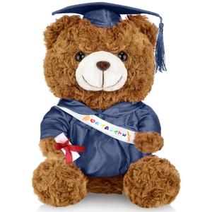 Hollowfly Graduation Bears 2026 Plush Stuffed Animal Bear with Gown Cap Tassel Set Cute Brown Graduate Gifts Stuffed Animal Doll Plush Toy for Party Supplies(13.8 Inch, Royal Blue)