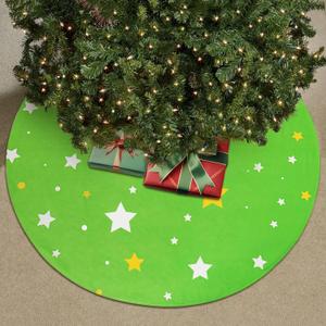 Christmas Tree Skirt 36 Inch, Green Tree Skirts Collar for Home Winter Decorations Xmas Trees Holiday Indoor Decor (Green2, 36 Inch)