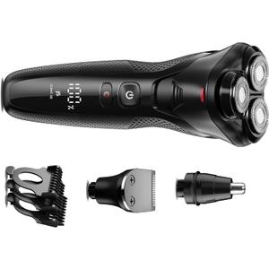 rategist Cordless Electric Razor for Men: 3-in-1 Shaver for Beard/Nose/Sideburns - Turbo Speed & Precision Blades - IPX7 Waterproof Travel Kit Satin Black
