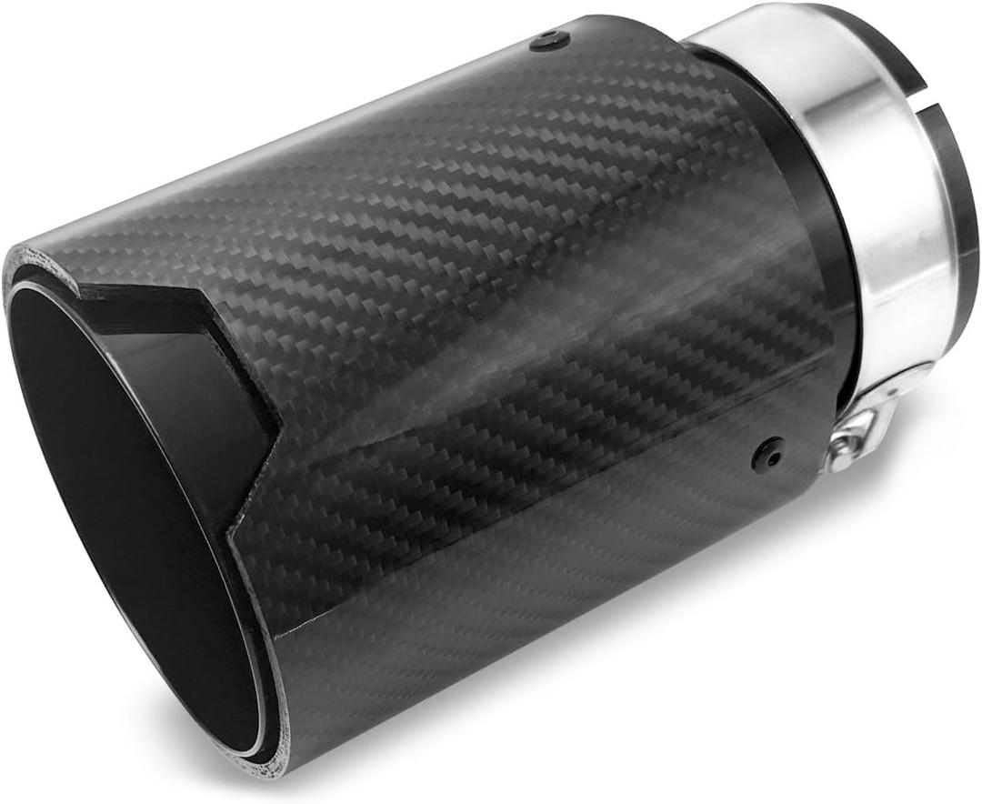 Carbon Fiber Exhaust Tips 3" Inlet 4"Outlet, Universal Tailpipe 3 Inch Exhaust Muffler Tip (Black) (1)
