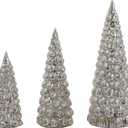 Creative Co-op Glass Set of Tree Figurine, Silver 9 inch