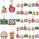 Henoyso 36 Pcs Teacher Keychains Bulk Teachers Appreciation Gifts in Bulk For Women Men Thank You Keyring Gifts (Apple,Silicone)