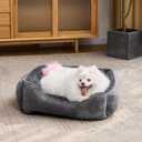 JOEJOY Rectangle Dog Bed for Large Medium Small Dogs - Washable Orthopedic Sofa Bed, Soft Breathable Puppy & Pet Cuddler, Durable Calming Dog Bed with Anti-Slip Bottom, Multiple Sizes, Dark Grey