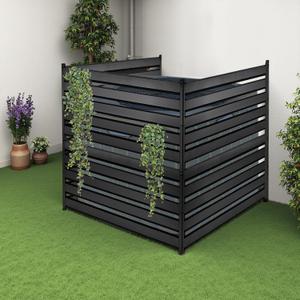 42" H x 38" W (3-Panels) Air Conditioner Fence Screen Trash Can Privacy Fence Panels, Suitable for Pools and Yards, no Digging Required，Black Privacy Panel