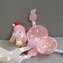 35" Christmas Poodle Dog Decoration with Lights,3D Pink Dog Lighted-up Outdoor Indoor Christmas Decoration,Cute Hairy Puppy with Red Christmas Hat Indoor Porch Outdoor Yard Holiday Decor