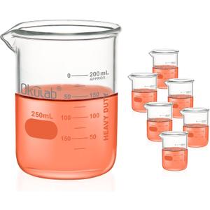 Glass Beakers, Heavy Duty, with Double Scale Printed Graduation. 6pcs of Vol.250ml, HBKG250A6