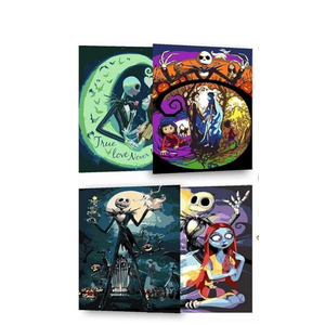 Paint by Numbers Kit for Adults Framed Canvas, 4 Pack with Wooden Easel,Paint by Numbers for Kids Ages 8-12, Halloween DIY Acrylic Landscape Oil Painting Arts Crafts, 9.45x11.8inch