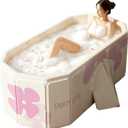 Foldable Bathtub for Adult 59'in Foldable Collapsible tub Portable Bathtub for Bathroom Folding SPA Tub for Shower Stall, Ideal for Small Spaces Folding Tub (Green, XXL: 59"L x 33.8"W x 21.6"H)