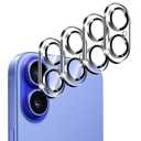ivoler 4-Pack Camera Lens Protector for iPhone 16 6.1”/ iPhone 16 Plus 6.7” Screen Protector Tempered Glass[Case Friendly][New Rersion],Scratch-Resistant,Clear+Black Circle