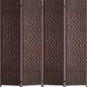 FDW Room Divider 6FT Wooden Screen Folding Privacy Screens Portable Wall Dividers for Home Office Bedroom, Dark Brown