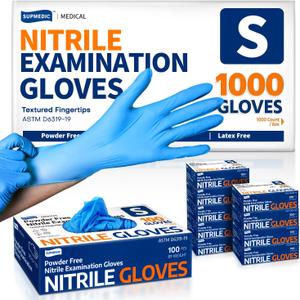 Medical Soft Max Nitrile Exam Gloves, 1000 Pcs Latex-Free Powder-Free Food Safe Cleaning Cooking Disposable Glove, Blue (Small 1000)