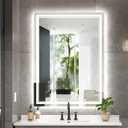 24x32 3 Colors Led Mirror for Bathroom with Front Light and Backlit,Dimmable Anti Fog Wall Bathroom Mirror with Led Lights, Water Proof, Decor Vanity Mirror (32"L x 24"W)