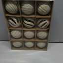 3.15INCH Beige Velvet Ornaments for Christmas Tree, 12PCS Glitter Flocked Christmas Ornaments Decorations Balls Set Decor