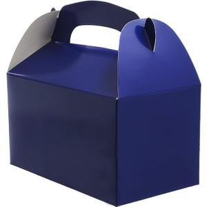 The Dreidel Company Gable Treat Boxes, Party Favors, 6.25" x 3.5" x 3.5" Inch Box, Pack of 25 (Navy Blue)