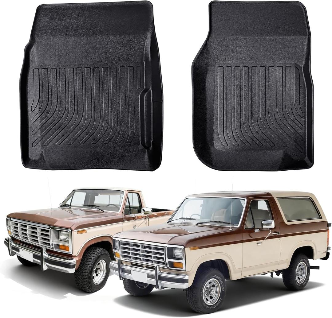 Compatible with Ford F150/Bronco 1980-1996 Floor Mats,Compatible with F250/F350 1980-1997, Custom Fit TPE All Weather Car Floor Liner Full Set Compatible with Ford Truck Accessories