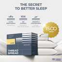 THREAD SPREAD 100% Egyptian Cotton Sheets Queen Size - Luxury 1500 Series Queen Sheet Set Egyptian Cotton (4 PC, Light Grey), Silky Soft, Sateen Weave, Cooling & Breathable, 17" Deep Pocket Bed Set