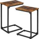 AMHANCIBLE C Shaped End Tables, TV Trays Set of 2 for Living Room, Slide Under Couch Table for Sofa, Bedroom, Small Space, Rustic Brown HET02CBR