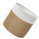 Woven Storage Basket Assorted Color Cotton Rope for Household Use 1Pc, Beige/White