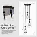 3-Light Raindrop Pendant Light Fixtures, Black Glass Pendant Lighting, Teardrops Modern Hanging Light for Entryway Foyer Kitchen Island Dining Living Room Hallway