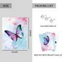 MZYHOME Butterfly Canvas Wall Art Decor 3 Piece Fantasy Girls Wall Art Watercolor Art Print Butterflies for Wall Art Living Room Bedroom Canvas With Wood Framed 12x16 Inch