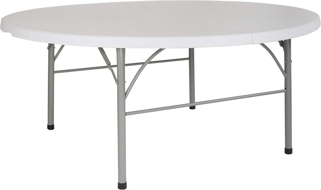 Flash Furniture Stonewall 6' Round Plastic Folding Event Table with Carrying Handle, Bi-Fold Portable Banquet Table for Indoor/Outdoor Events, White