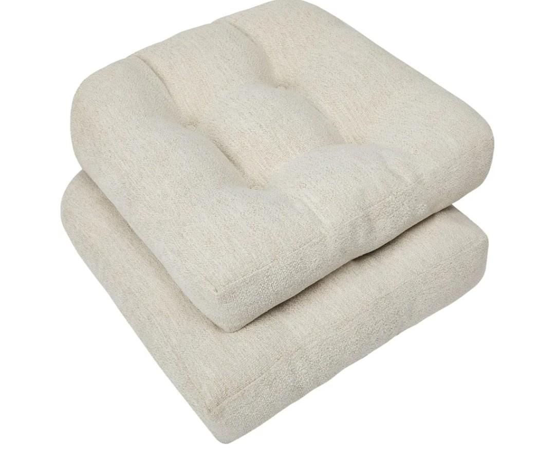 downluxe Chair Cushions for Dining Chairs 2 Pack, Tufted Indoor Chair Pads with Non-Slip Bottom, U-Shaped Kitchen Chair Cushions, 17"x17"x4", Beige