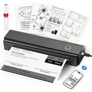 Anycash Portable Printer Wireless for Travel, Inkless Printers Mobile Thermal Printer for 8.5" X 11" & A4 Thermal Paper, Bluetooth Compact Impresora Porttil for Phone, Laptop, Office Home use