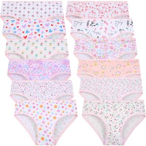 Girls Underwear 12 Pack Soft Kids Briefs Cotton Comfortable Panites, Size: 6