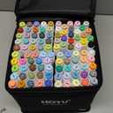 Markers, 100 Colors Dual Tips, Coloring Art Marker Set for Adults, Based Markers for Permanent, Sketching, Drawing with Non-Blending Pad(Chisel & Fine) (Multicolor)