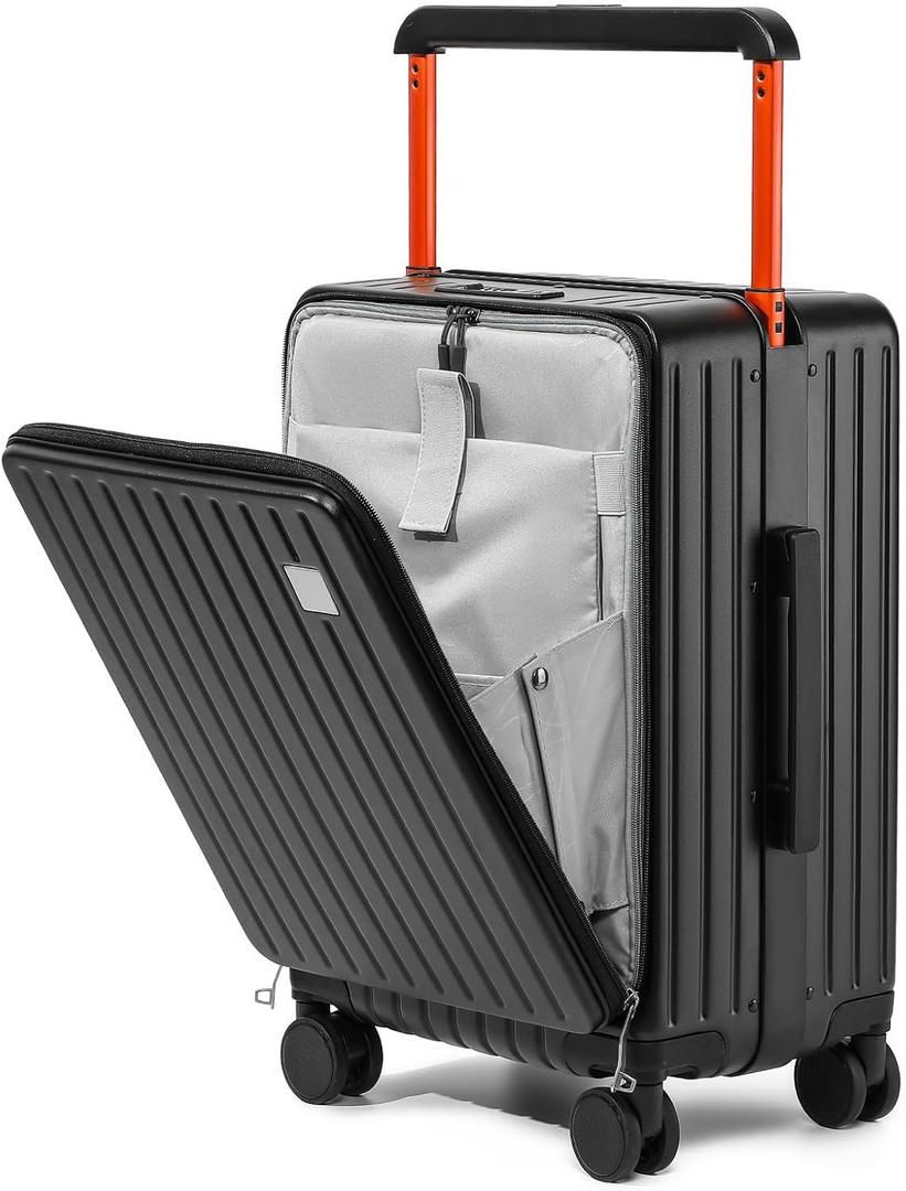 Joyway Hardshell Carry on Luggage Airline Approved with Front Pocket, Lightweight Hardside 20 Inch Suitcase with Spinner Wheels and TSA Lock (Black, Carry on Luggage-20 Inch)