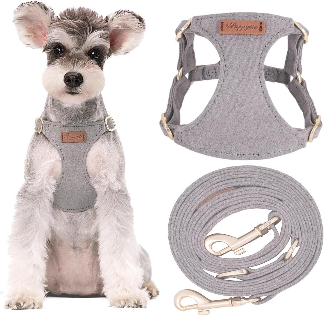 Puppytie No Pull Small Dog Harness with Multifunction Dog Leash,Lightweight Soft Adjustable No Choke Escape Proof Pet Harness Vest Pet Harness Vest,Silver Grey,S (S(9-17.5lb)