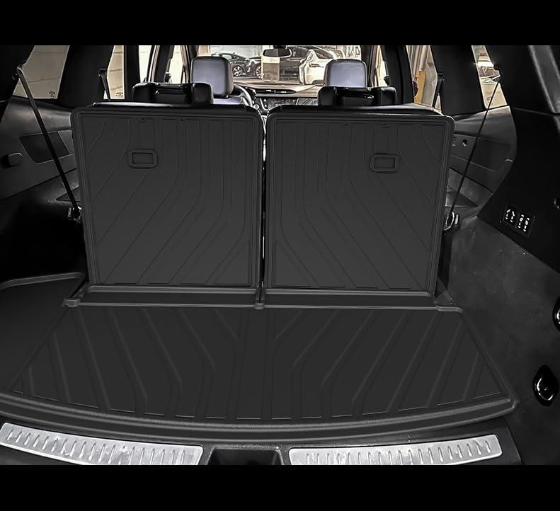 2025 XT6 Cargo Liner & Backrest Mats Trunk Mat for Cadillac XT6 2020-2025 TPE All Weather Waterproof Rear Cargo Liner Rear Trunk Liner Back Seat Cover Protector Trunk Mat Tray Pad Boot