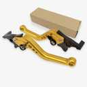 Motorbike Brake Lever,1 Pair Universal Adjustable Aluminum Modification Double Disc Clutch Brake Levers for Most Motorcycle Scooter Electric Bike (Gold)