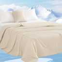 VKLIVING Cooling Comforter King Size, Summer Cooling Blanket for Hot Sleepers, Light Comforter, Q-Max>0.55, Silky Double Sided Breathable Ice Blanket, Outlast Filling, Beige, 90x108