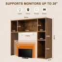 3 Tier Desktop Bookshelf with Rechargeable Eye-Friendly LED Desk Light, Desk Hutch Organizer with 5 Shelves, Wooden Desk Bookshelf for Office, Dorm and Small Space, Brown, Large