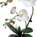 Forlaoers Tall 17" White Real Touch Orchid Artificial Flowers with Vase Fake Orchids Silk Floral for Home Decor Indoor Bathroom Decoration Potted Office Table Centerpieces Arrangements