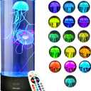 Brewish Jellyfish Lamp, 16 Color Changing Options, 4 Modes Lifelike Jellyfish Aquarium, Auto Shutdown, Remote Control Electric Jellyfish LED Night Light, Cool Lamps for Home Decor & Men, Women, & Kids