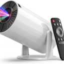 LJYT mini projector, 1080P Portable Projector, Support 4KWiFi 6, Android 11 ,200 ANSI Lumens, Auto Keystone, Bluetooth 5.4, 210 Rotation, Compatible with TV Stick/HDMI/USB/Smartphone (White)