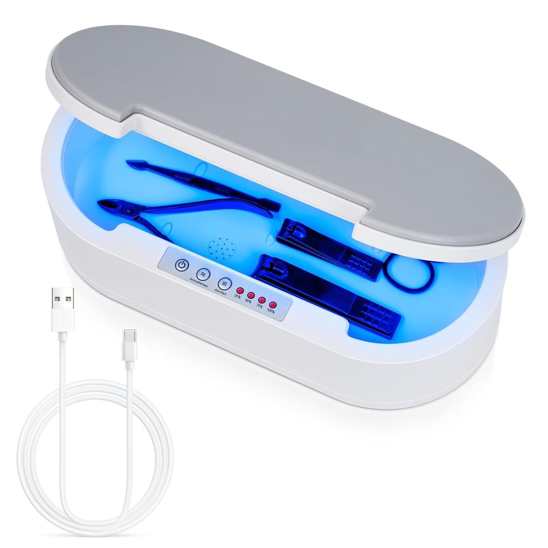 Nail Tools Sterilizer,LXIANGN Multi-function Blue Light Aromatherapy Cleaning Sterilizer Box For Jewelry Glasses Phone Nail Manicure Make Up Tools