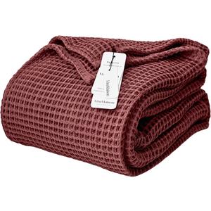 Waffle Blankets (Dark Red, Twin XL Size 63x91 inch)