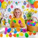 NAWITDA 36 Pack Easter Eggs Fillers with Mini Bunny Plush, Easter Eggs Filled with Toys Inside for Kids, Mini Stuffed Bunny Animals, Easter Basket Stuffers Easter Hunts Party Favors